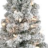 3ft. Flocked Pencil Artificial Christmas Tree with 50 Clear Lights and 132 Branches – Petite Winter X-Mas Décor Tree - 3 of 4