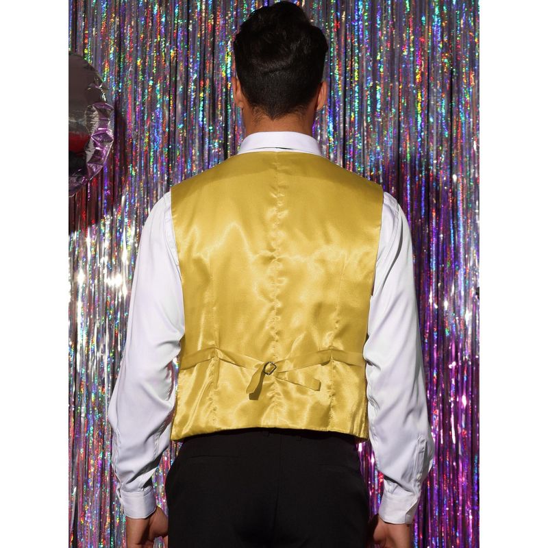 Lars Amadeus Men's V-Neck Sleeveless Party Shiny Sequin Vest, 3 of 6