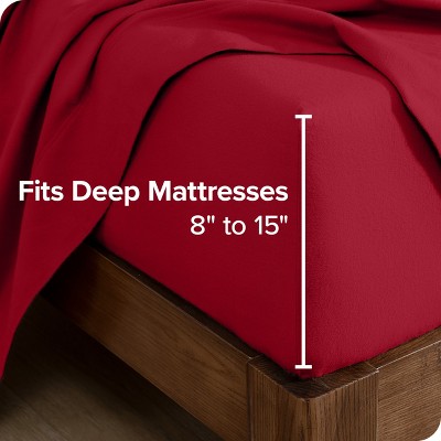 Queen Red Cotton Flannel Deep Pocket Fitted Sheet
