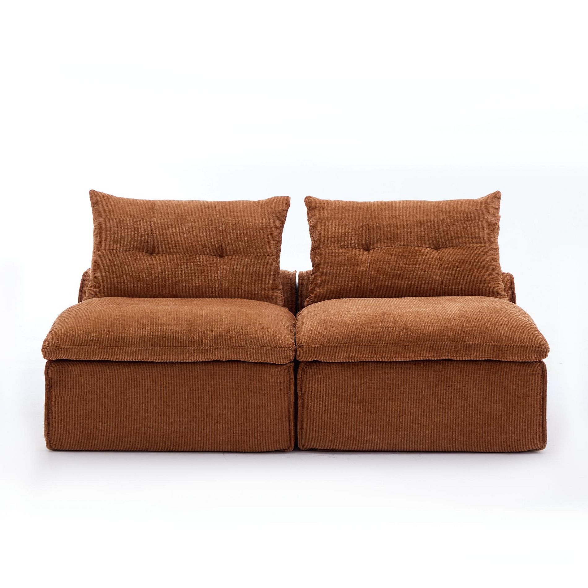 Anybear Modular Sofa, Neck Pillow-Back Lounge Sofa Chair, At will DIY, Soft Chenille Fabric, 2 Seats, Orange