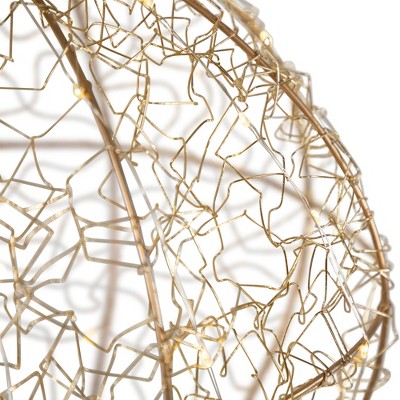 12" Gold Wire Ball with LED Twinkle Lights