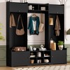 ACEPANO 79.1 in. W Modern 4-in-1 Hall Trees with Shoe Rack, 8 Storage Compartments, 7 Coat Hooks & Adjustable Shelves-Black - 2 of 4