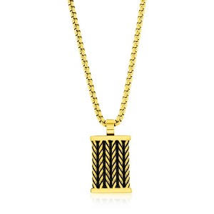Metallo Stainless Steel Rectangle Chevron Design Necklace - Gold Plated - Gold - 24 Inch - 1 of 3