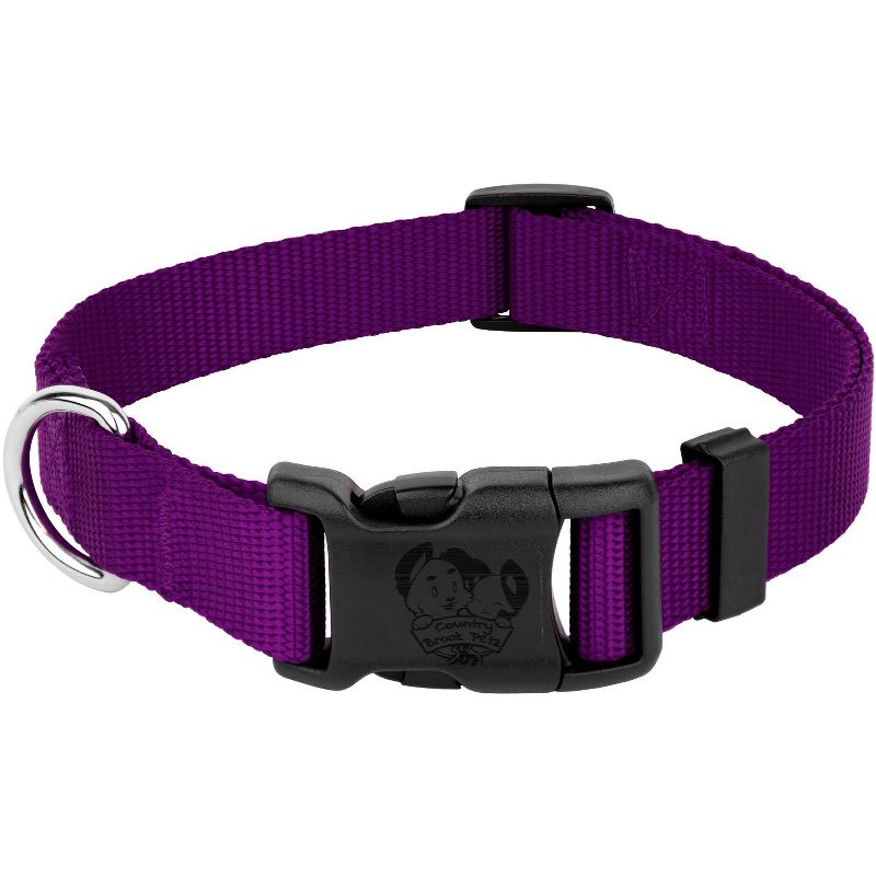 Country Brook Petz American Made Deluxe Purple Nylon Dog Collar, Extra Small, 1 of 9