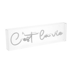 20" x 6" C'est La Vie Contemporary Glam Acrylic Box USB Operated LED Neon Light White - JONATHAN Y - 1 of 4