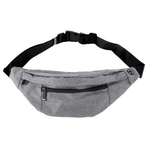 Unique Bargains Crossbody Fanny Pack with 4 Pockets Gray 1 Pc - 1 of 4