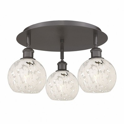 White Mouchette - 3 Light Flush Mount In Modern Style-9 Inches Tall and 17.75 Inches Wide