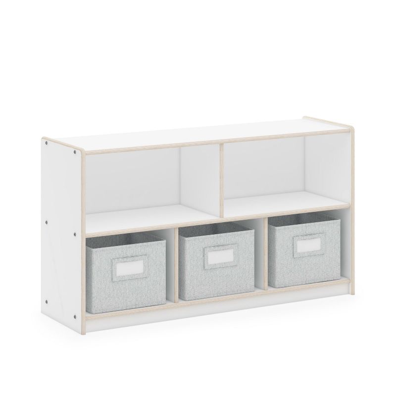 Guidecraft EdQ 2-Shelf 5-Compartment Storage 24": Multi-purpose Wooden Home and Classroom Storage Shelf with Bins for Books and Toys, 2 of 6