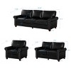 PU Leather Sofa with Nailhead Trim, Rolled Arms, and Rubber Wood Legs – Classic Upholstered Sofa Couch for Living Room - HABITRIO - 3 of 4