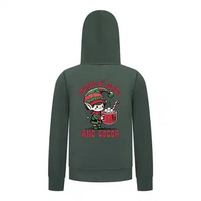 Everyday Kids Christmas Collection Powered by Cookies and Cocoa Zip Up Hoodie – Holiday Sweatshirt - Green