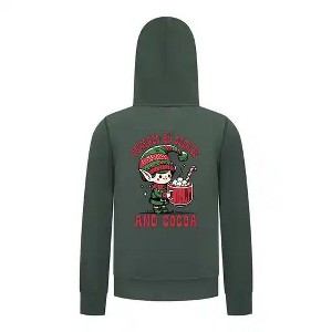 Everyday Kids Christmas Collection Powered by Cookies and Cocoa Zip Up Hoodie – Holiday Sweatshirt - Green - 1 of 1
