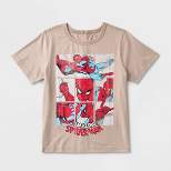 Boys' Marvel Spider-Man Adaptive Short Sleeve Graphic T-Shirt - Light Brown