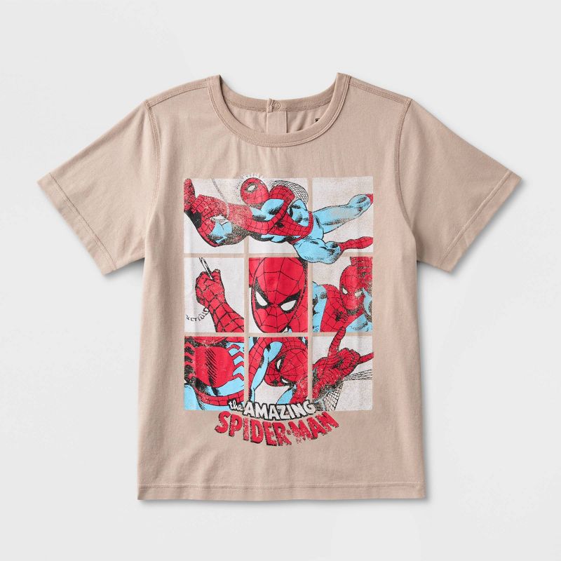 Boys&#39; Marvel Spider-Man Adaptive Short Sleeve Graphic T-Shirt - Light Brown, 1 of 4