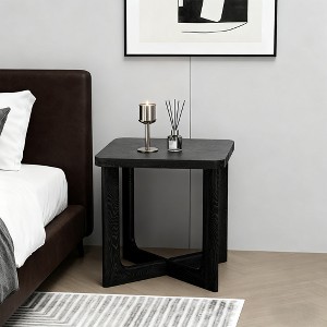 Spassway 24" Square Narrow Nightstands Wood Small Side Table Bedside Table with Criss Cross Table Legs Modern End Table for Bedroom Small Space - 1 of 4