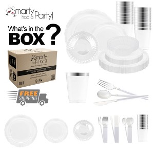 Smarty Had A Party Clear w/ Silver Vintage Plastic Tableware Set - 60 Sets - 1 of 4