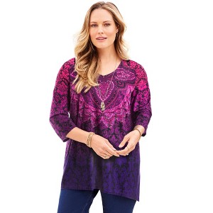 Catherines Women's Plus Size Artistry V-Neck Tunic - 1 of 4