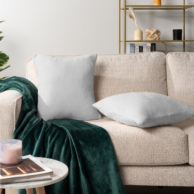 Light Gray Velvet Square Euro Throw Pillow Covers, 18'' x 18''