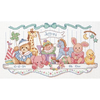 Dimensions Counted Cross Stitch Kit 16"X9"-Toy Shelf Birth Record (14 Count)