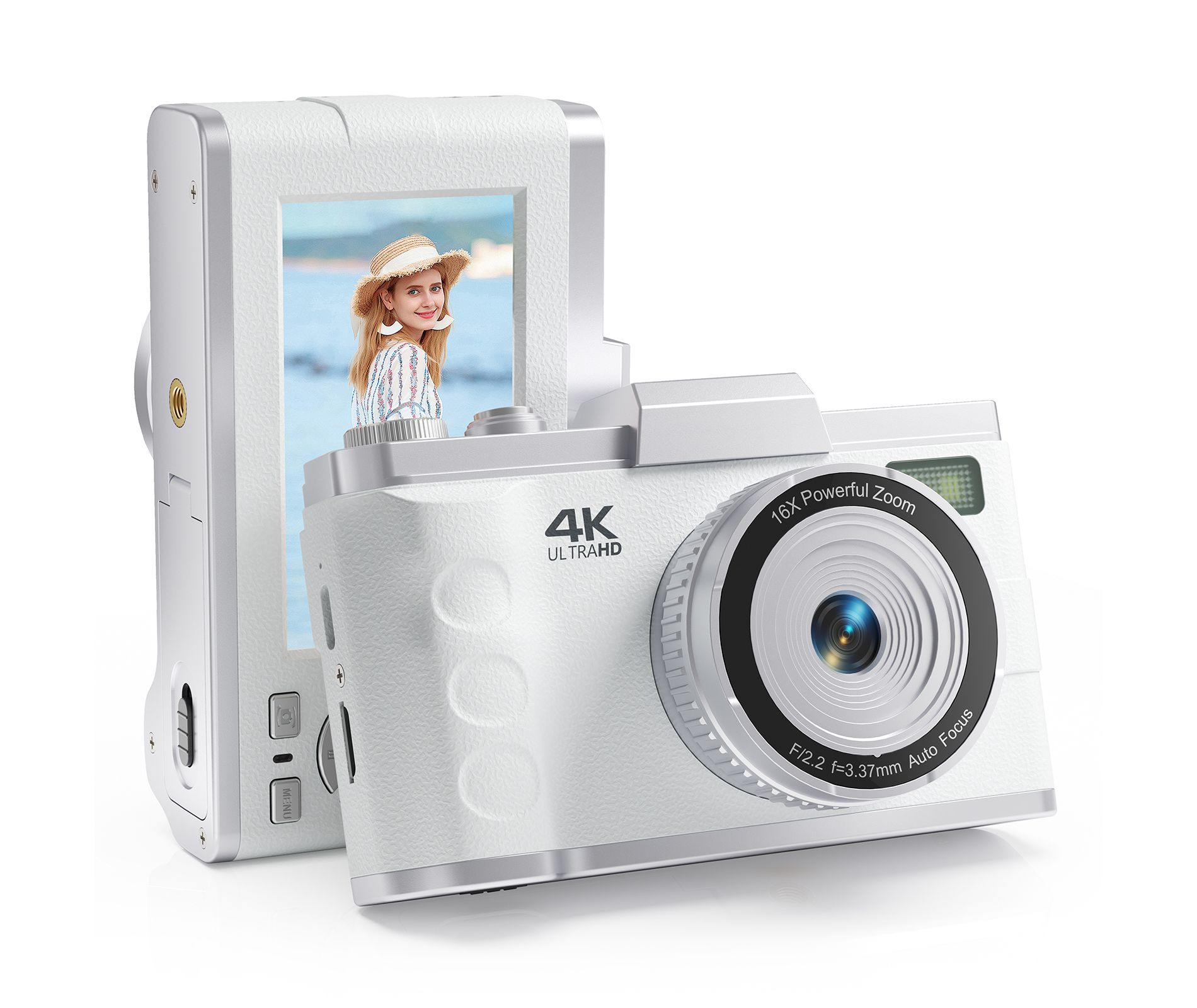 SUGIFT 64MP Digital Camera with 4K Video, 16X Zoom, Flip Screen, Autofocus, Type-C Charging, and 32GB Card