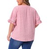 Women's Plus Size Polka Dots Notched Neck Smocked Short Sleeve Ruffled Cuff Casual Blouses - Agnes Orinda - 4 of 4