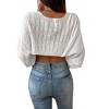 Women's Open Front Knit Cropped Cardigan Loose Fit Long Sleeve Drop Shoulder Casual Bolero Shrugs - 4 of 4