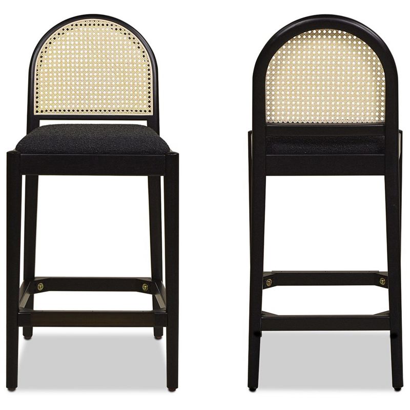 Jennifer Taylor Home Panama 26.5" Curved Back Cane Rattan Counter Stools, Set of 2, 1 of 12