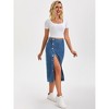 INSPIRE CHIC Women's Denim High Waisted Button Up Casual Slit Midi Skirt - 2 of 4