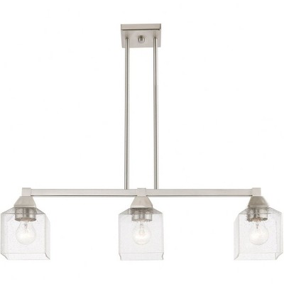 Aragon Brushed Nickel 3-Light Linear Chandelier with Clear Seeded Glass