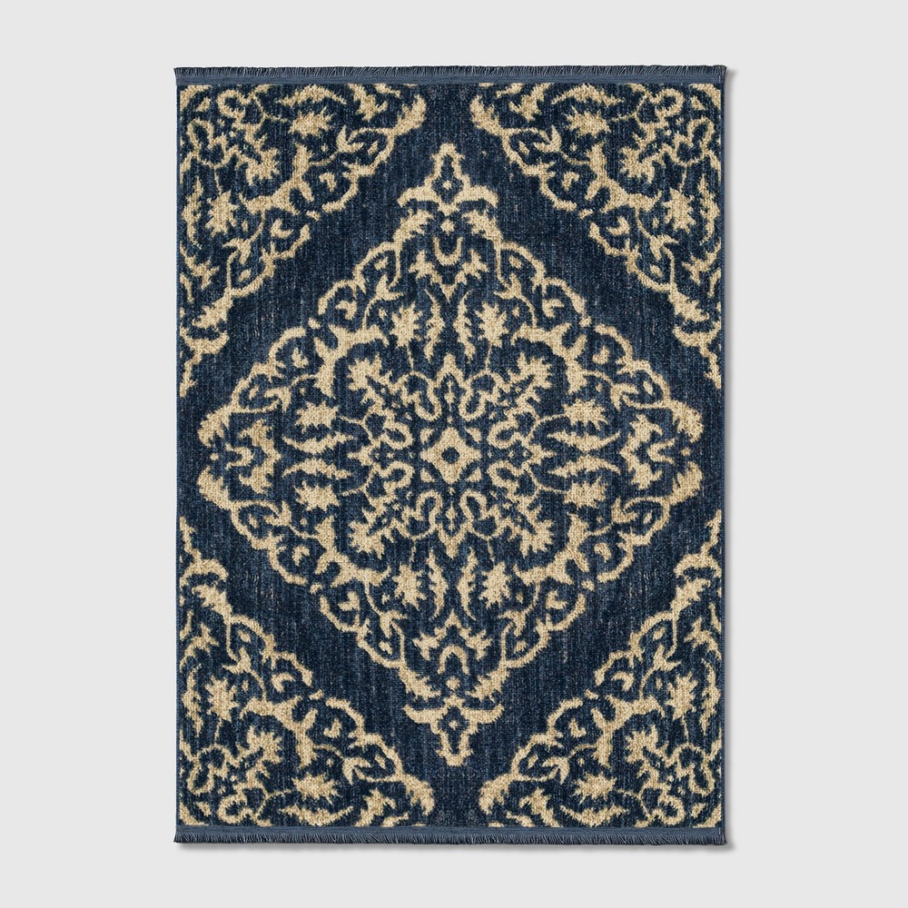 7'x10' Medallion Woven Area Rug Dark Blue - Threshold™