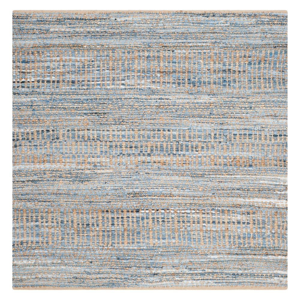 8'x8' Square Bari Solid Area Rug Natural/Blue Square - Safavieh