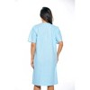 Dreamcrest Womens Short Sleeve Duster, Seersucker Gingham Housecoat/Women Sleepwear Embroidered Snap Front Nightgown - 3 of 3