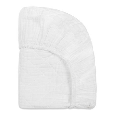 White Quilted Organic Cotton Muslin Changing Pad Cover