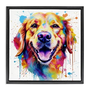Stupell Industries Happy Dog Paint Drip, 18" x 18" - 1 of 4