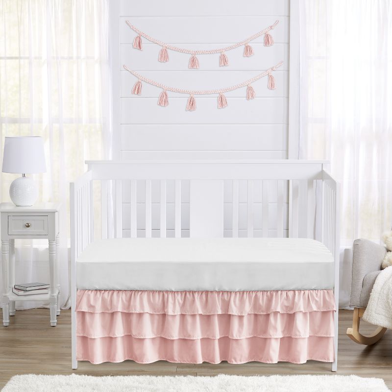 Sweet Jojo Designs Girl 3 Tiered Ruffle Crib Bed Skirt Harper Collection Pink, 3 of 5
