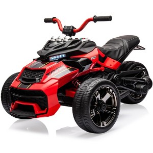 12V 3 Wheeler Kids Electric Ride on Truck & ATV Motorcycle, 2x55W Motor, 7MPH, 2 Speeds, LED Lights, Music - 1 of 4