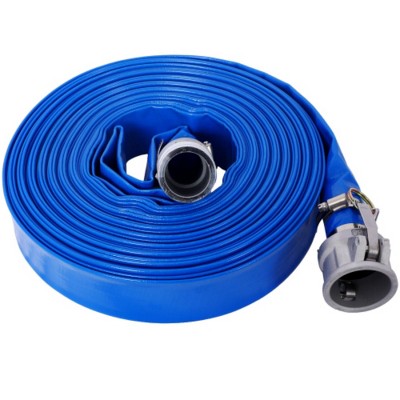 Syemin Drip Irrigation 100Ft Pool Backwash Hose, Heavy Duty Lay Flat Water Discharge Pump Hoses For Swimming Drain Pools, Blue, 1.5"*1.5"*1.5"