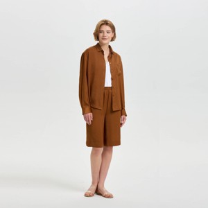 Women's Long Sleeve Oversized Satin Button-Down Shirt - A New Day™ - 1 of 4