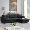 Modern Sectional Sofa with Movable Ottoman and Throw Pillows in Black, L-Shaped Couch for Living Room or Apartment - 2 of 4