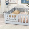 Whisen Twin Bed & Rubber Wood Floor Bed with Fence without Door, Multi - Functional Floor Bed for Kids' Sleep & Play - 3 of 4