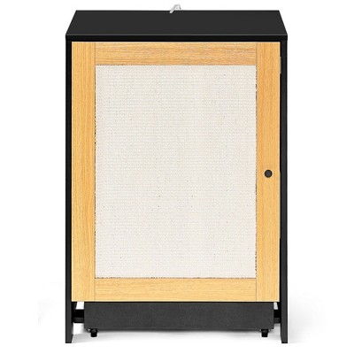 Lirago Light Oak Cat Litter Enclosure 22.4x19.7x31.5"-Hidden Washroom with Sisal Door