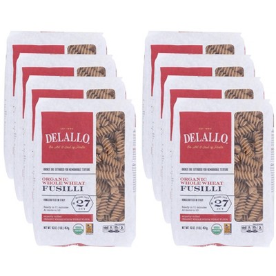 DeLallo Organic Whole Wheat Fusilli - Case of 8/16 oz