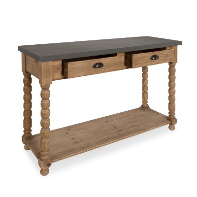 Rustic Wood and Concrete Gray Console Table with Storage