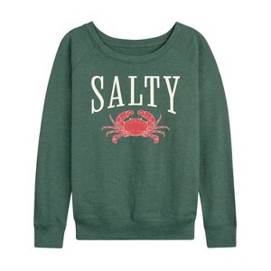 Women's - Instant Message - Salty Crab Lightweight French Terry Wide Neck Long Sleeve Shirt - 1 of 4