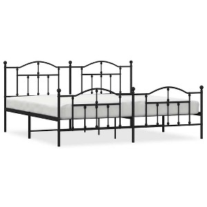 vidaXL Black King Metal Bed Frame with Headboard & Slats, No Mattress, Easy Assembly - 1 of 4