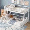 Okak Twin XL over Queen Solid Wood Bunk Bed with Ladder Loft Bunk Bed with Safety Full-Length Guardrail for Kids Teens Convertible into 2 Beds, White - 4 of 4