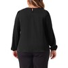 Agnes Orinda Women's Plus Size Work Office Crew Neck Pleated Long Sleeve Blouse - 4 of 4