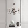 25" 6-Light Oakley Midcentury Farmhouse Iron LED Chandelier Wood Finished/Oil Rubbed Bronze - JONATHAN Y: UL Listed, Adjustable Height - 3 of 4