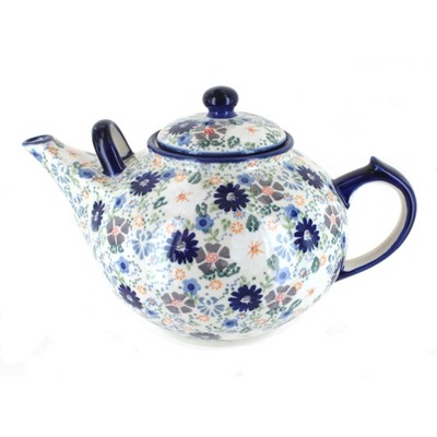 Blue Rose Polish Pottery Carnival Large Teapot