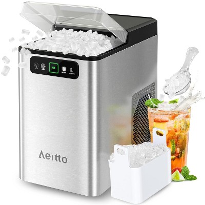 Aeitto Bullet Ice Maker Countertop, Pellet Ice Machine, Platinum