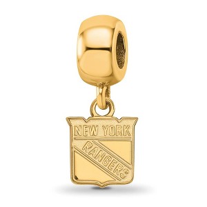 Black Bow Jewelry 14k Yellow Gold Plated Sterling Silver New York Rangers NHL Bead Charm - 1 of 4